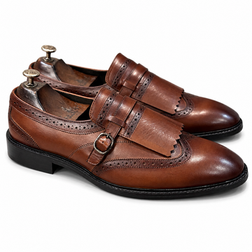 Wingcap Monk Loafers - Tan