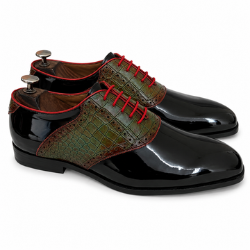 Noir Rouge Croco Patina Oxfords