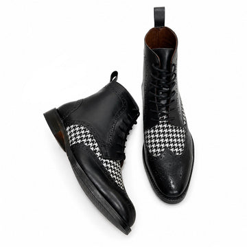 Windsor Houndstooth Wingtip Boots