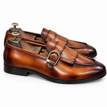 Cognac Sovereign Kiltie Buckle Loafers