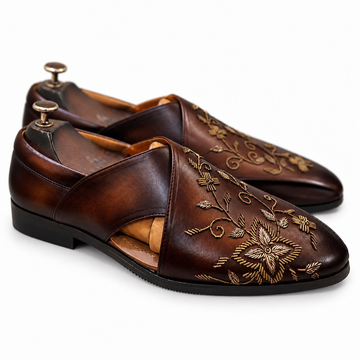 Mahogany Zari Peshwari Sandals