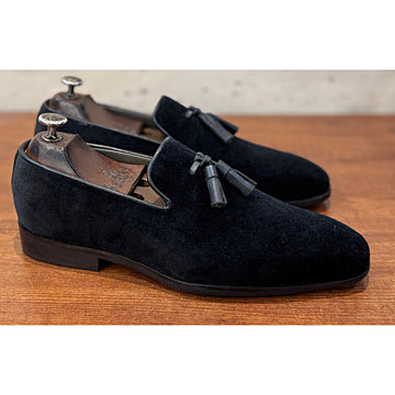 Black Velvet Loafers Tassels