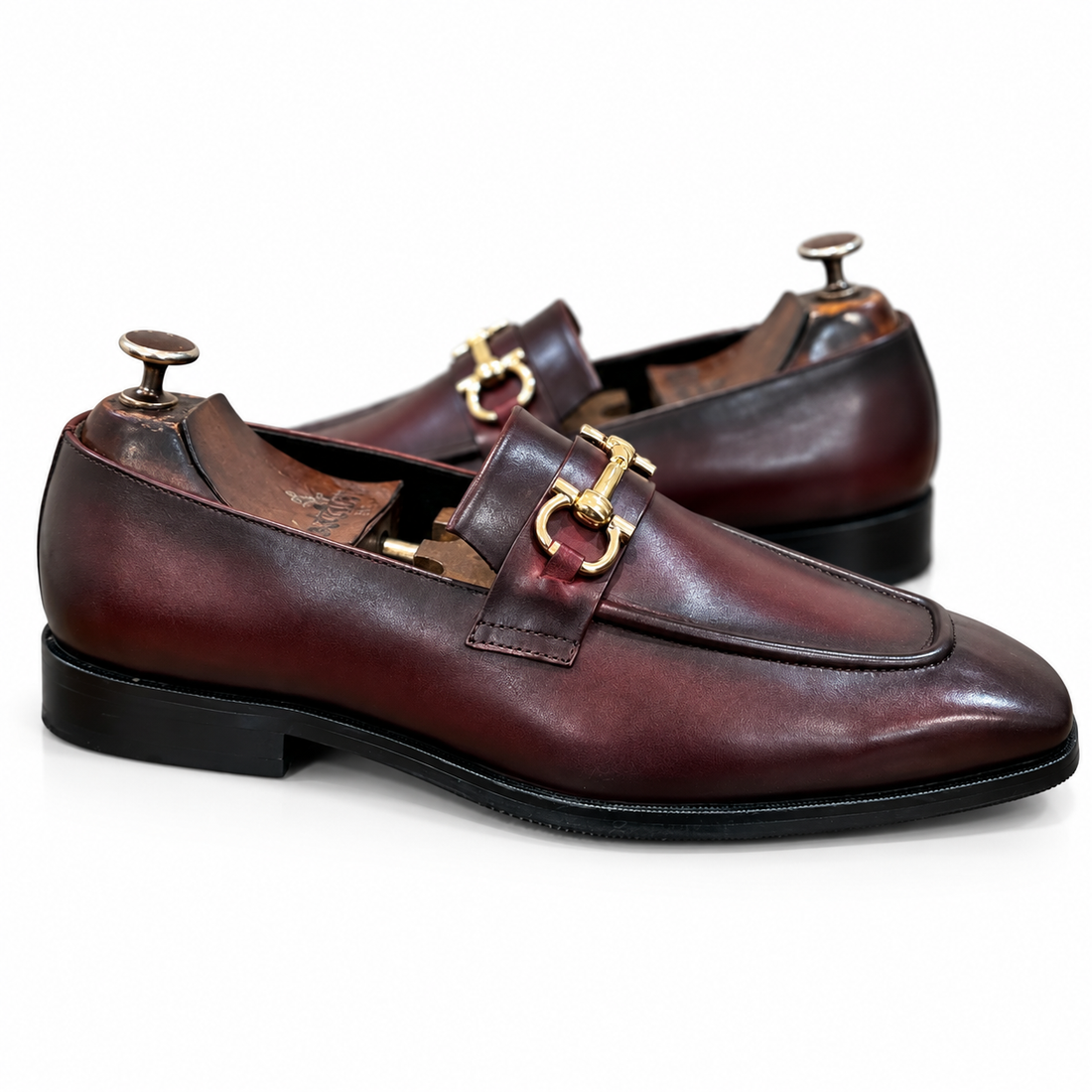 Bordeaux Royale Gold Horsebit Loafers