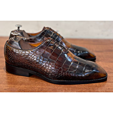 Amber Croc Oxfords Italia