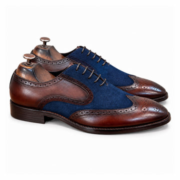 Marino Blue & Brown Wingtip Brogue Oxford Shoes