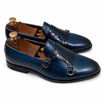 Azure Regent Double Monk Shoes
