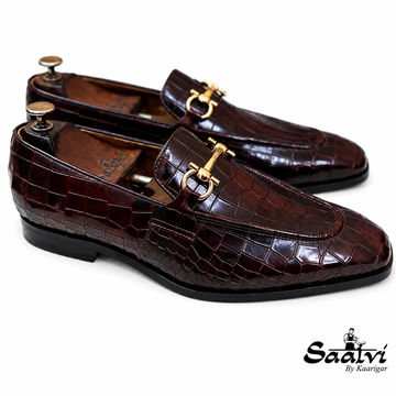 Bordeaux Croco Horsebit Loafers