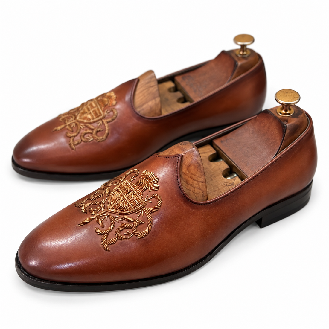 Tan Jalsa With Crown Hand Embroidery