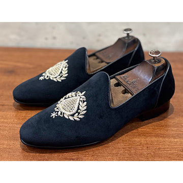 Black Embroidery Slipons