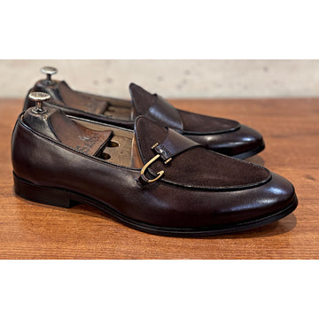 Cognac Suede Saddle Belgian Loafer