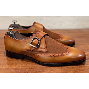 Tan Suede Leather Single Monk Strap