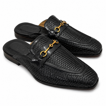 Noir Equestrian Woven Horsebit Mules