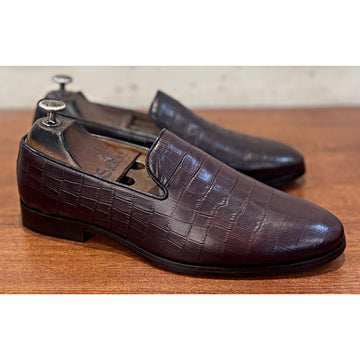 Brown Croco Loafers