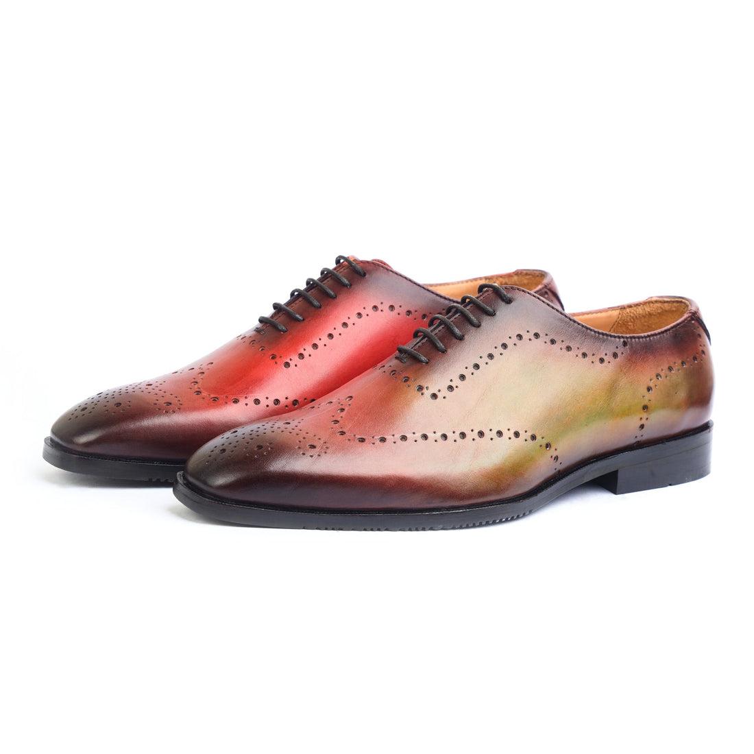 Tan Wholecut Laceups Hand Patina