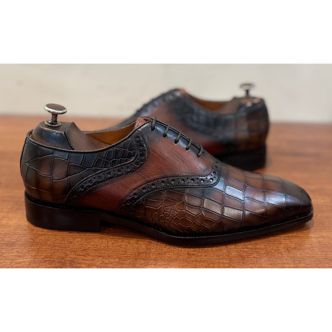 Spencer - Brown Croco Oxfords