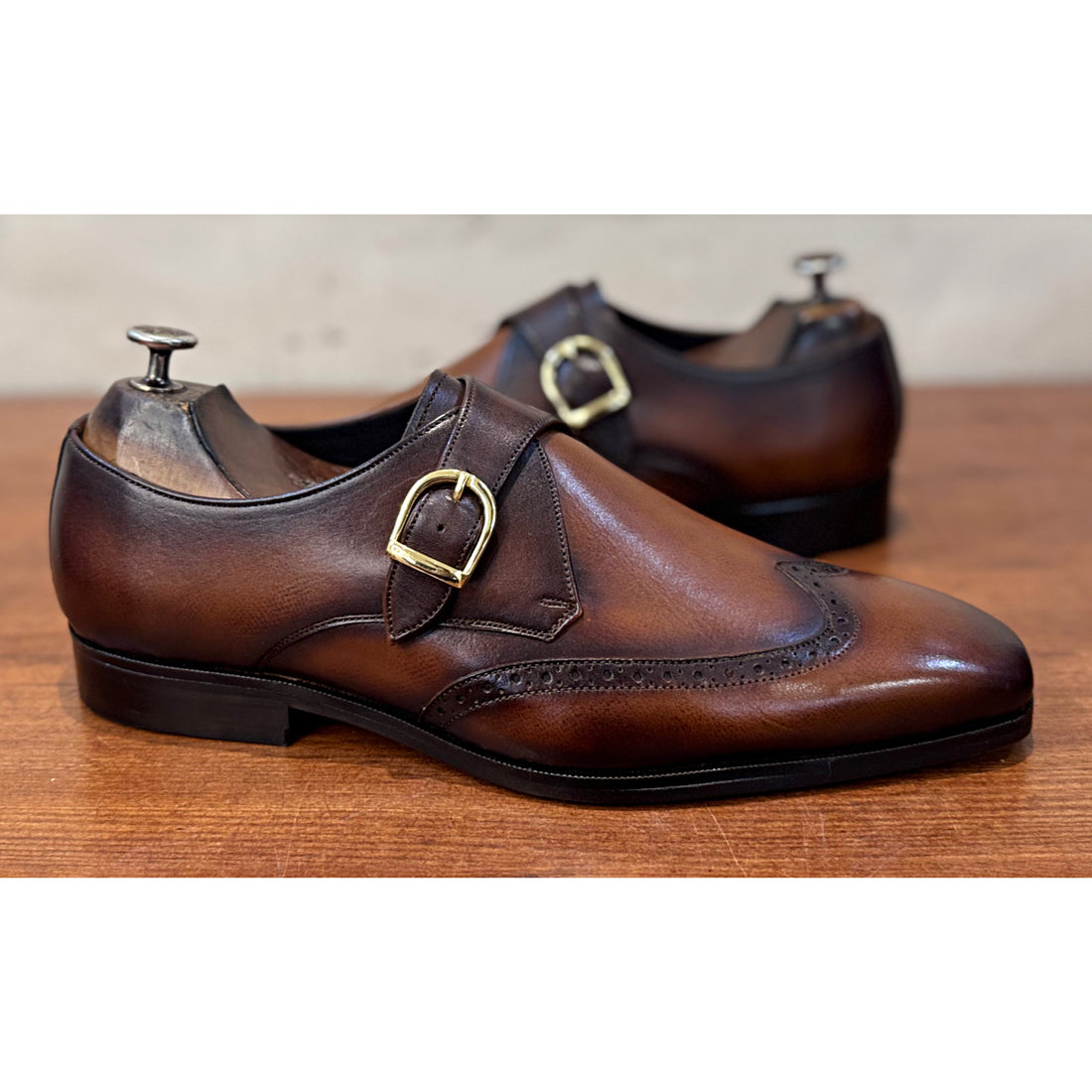 Single Monk Strap Hand Patina