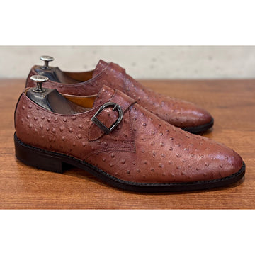 Tan Ostrich Single Monk Straps