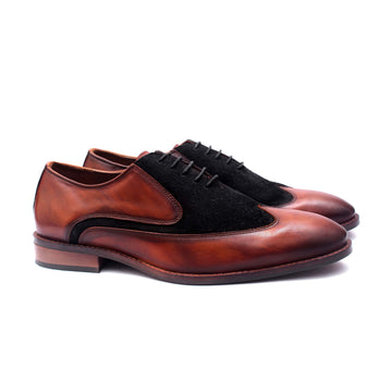 Aurelio Brown & Noir Hand-Patina Oxford Shoes