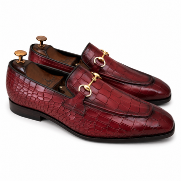 Horsebit Loafers Croco Burgundy