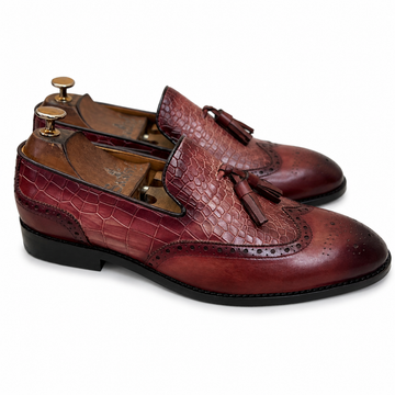 Bordeaux Sovereign Croco Tassel Loafers