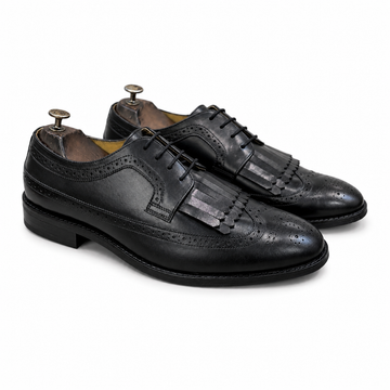 Royal Black Kiltie Brogue Derby Shoes