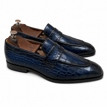 Monarch Azure Croco Penny Loafers