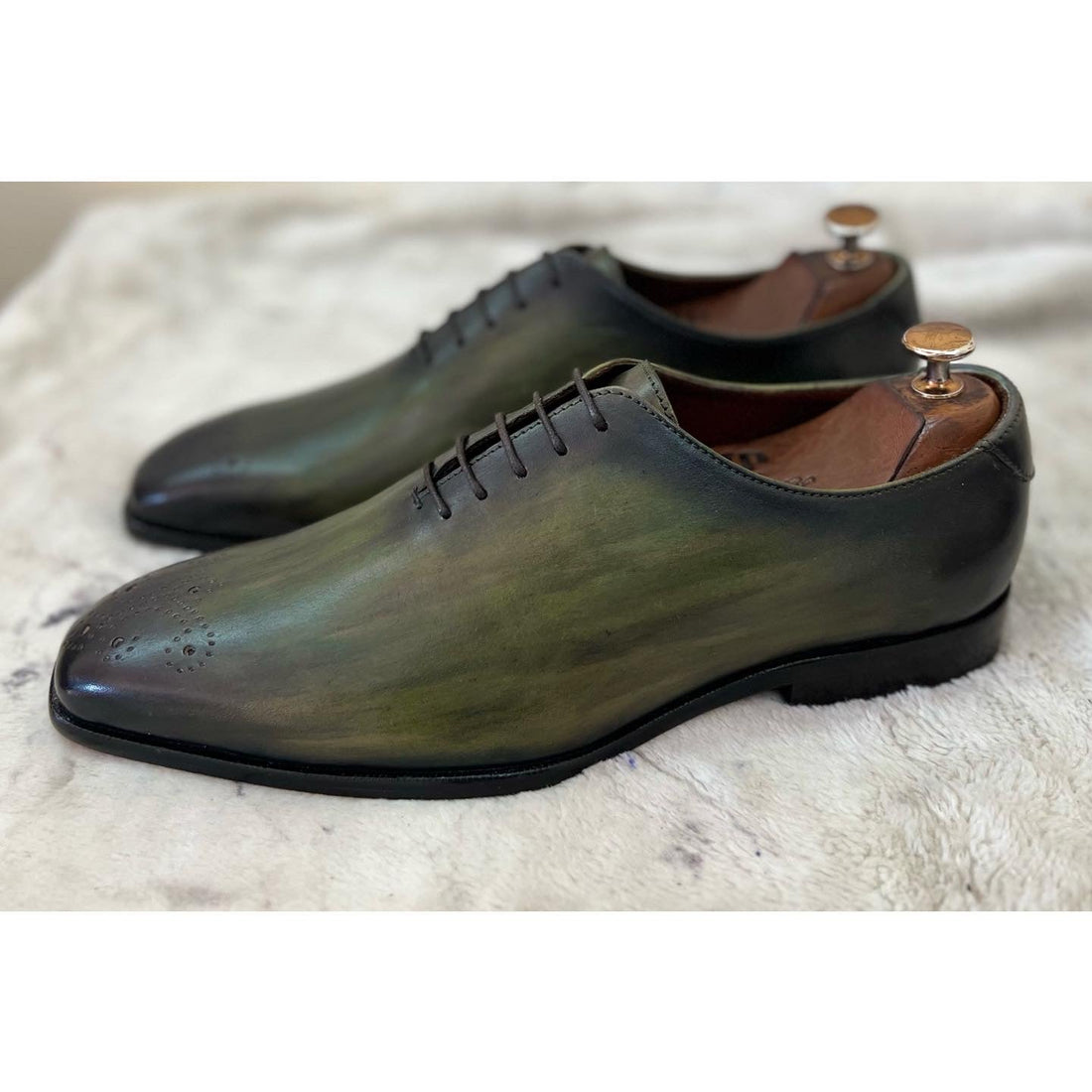 Green Wholecut Brouges Hand Finished