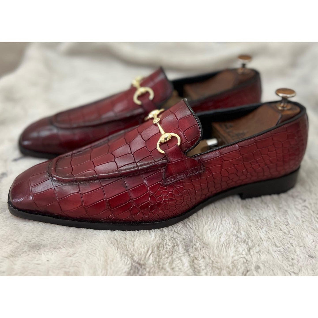 Horsebit Loafers Croco Burgundy
