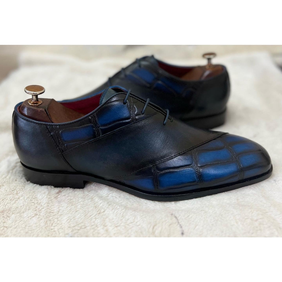 Blue Croco Wholecut - Hand Patina