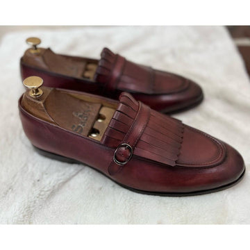 Fringe Loafers -Burgundy