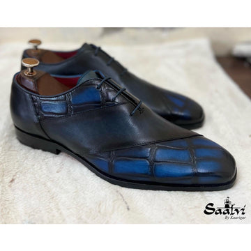 Blue Croco Wholecut - Hand Patina
